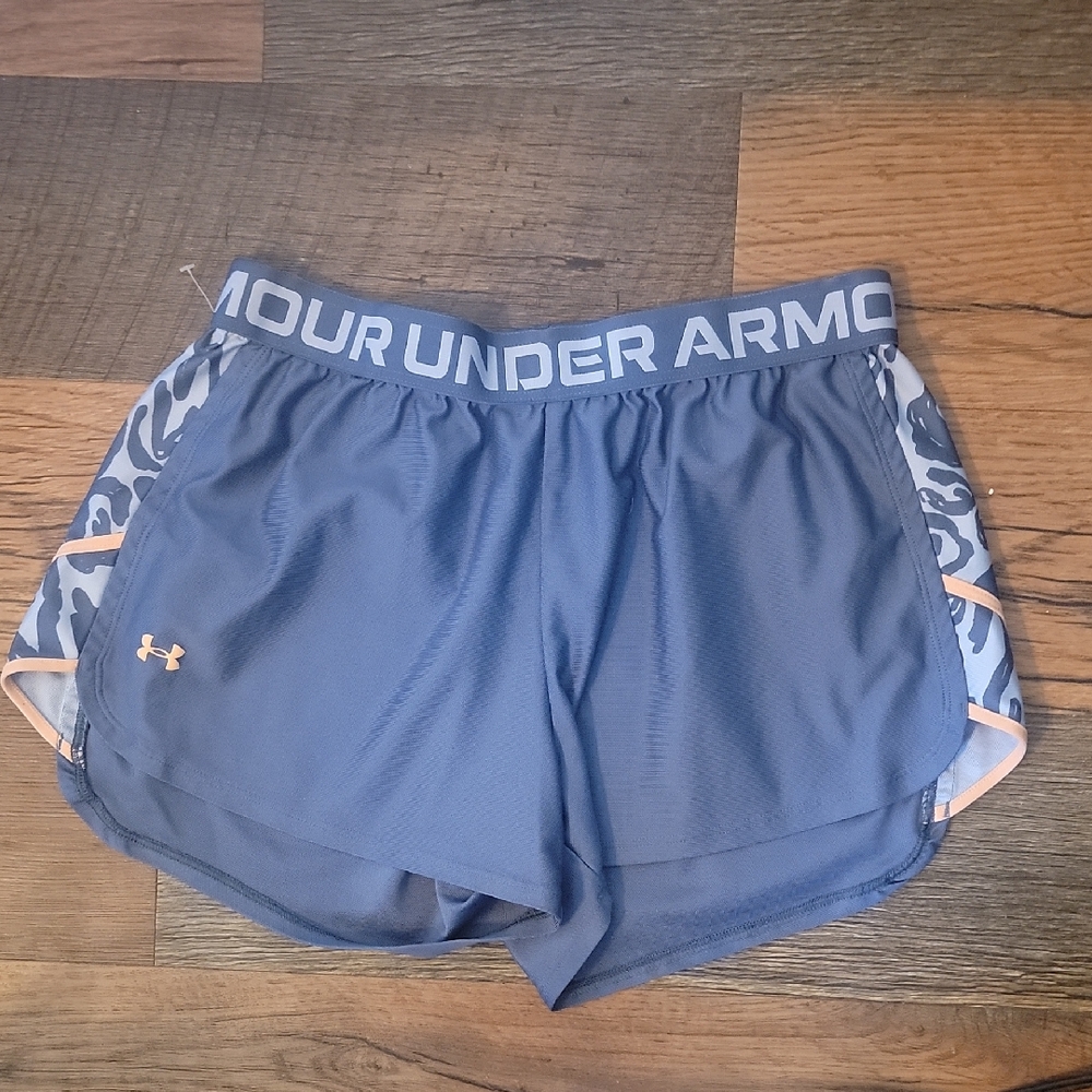 Under Armour Navy Athletic Shorts with Peach Accents